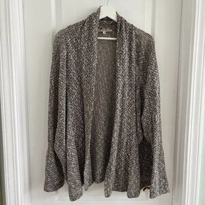 Flowy Cardigan Sweater – Heathered Black, Brown, and Grey